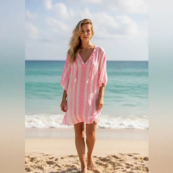 Goa Beachwear by Japna Other - Goa Beachwear by Japna Women’s Coral Pink Beach Cover-Up Tunic Size XL